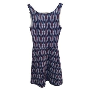 Purple Patterned Sleeveless Skater Dress Size 4